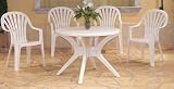 Garten Garnitur 5tlg. Gartentisch Milano Ø100cm + 4x Salzburg Gartenstühle Weiß