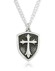 Bob Siemon Sterling Silver Fleuree Cross Shield Pendant Necklace, 20"