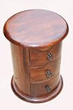 Homescapes - Takhat - Drum 3 Drawer - 100% solid Indian Sheesham Hardwood Furniture ( no veneer ) Hand Made using traditional techniques