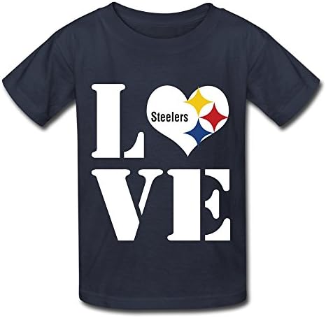 M07H Kids T Shirt I Love Pittsburgh Steelers Navy Size XL