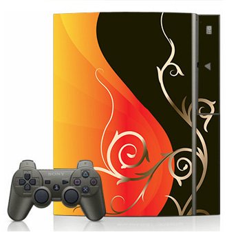 Orange and Black Swirl Skin for Sony Playstation 3 Console