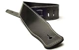 Italian Leather Guitar Strap: Black 'Deluxe' Strap (Up to 1.33m) for Electric / Acoustic / Bass Guitar