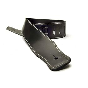 Italian Leather Guitar Strap: Black 'Deluxe' Strap (Up to 1.33m) for Electric / Acoustic / Bass Guitar