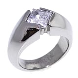Steel-Jewelry: Stainless Steel Princess Ring with Signity Cubic Zirconia
