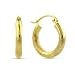 14K Yellow Gold Polished, Satin and Diamond Cut Hoop Earrings