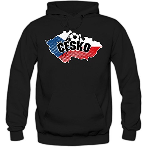 Tschechien EM 2016 #1 Hoody | Fußball | Herren | Trikot | Nationalmannschaft, Farbe:Schwarz (Black F421);Größe:M