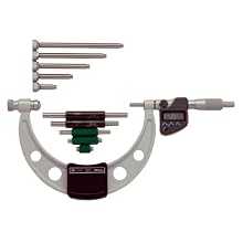 Mitutoyo LCD Outside Micrometer, Interchangeable Anvils, Ratchet Stop, Inch/Metric