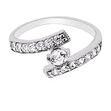 Sterling Silver Adjustable CZ Bypass Toe Ring - JewelryWeb