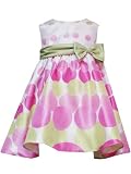 Rare Editions Baby/Infant Girls 12M-24M IVORY FUCHSIA-PINK LIME-GREEN GRADIENT DOT SHANTUNG Special Occasion Wedding Flower Girl Easter Birthday Party Dress