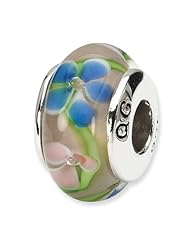 Sterling Silver s Blue/pink Hand-blown Glass Bead by Reflection Beads, Best Quality Free Gift Box Satisfaction Guaranteed