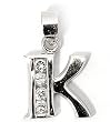 Silver Block Initial Pendant with Cubic Zirconia, Size: 12mm