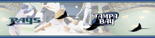 Blue Mountain Wallcoverings 5815406 Tampa Bay Rays MLB Prepasted Wall Border, 6-Inch by 15-Foot