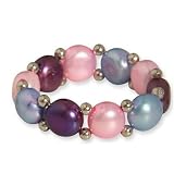 Produkt-Bild: VALERO PEARLS  Ring aus Zucht-Perlen  auf Nylon, dehnbar, rosa/flieder/violett 60311330