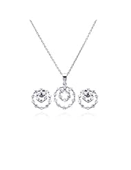 Nickel Free Sterling Silver Pendant & Earring Sets 4 Open Circle CZ Set