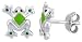 Sterling Silver Child Size Frog Earrings, w/ Green Enamel Design, 3/8" (9mm) tall