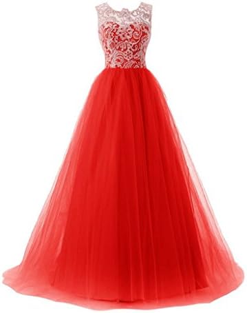 Dreambridal Women's Bridesmaid Dress Lace Top Prom Gowns Red US 12