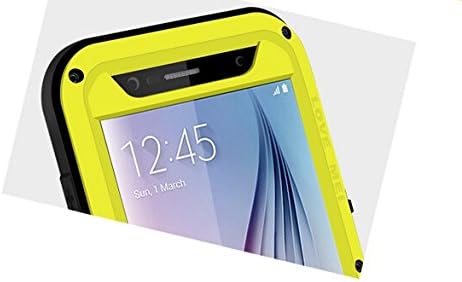 Samsung Galaxy S6 Case, Love Mei Shockproof Waterproof Dust/dirt/snow Proof Aluminum Metal Gorilla Glass Protection Case Cover for Samsung Galaxy S6 (Yellow)