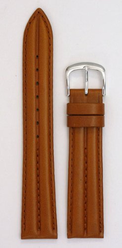 Mens Genuine Italian Leather Watchband   Triple Stitched   Color Tan Size 20mm Watch Band