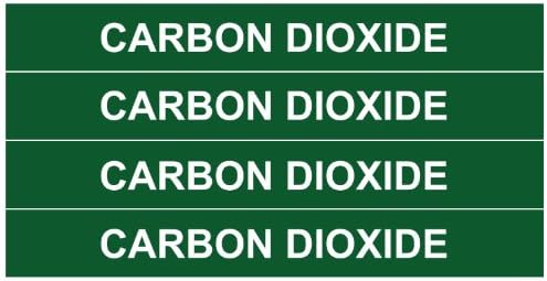 CARBON DIOXIDE ____Gas Pipe Tubing Labels__ <PACKAGE OF 8 LABELS> 3/4" Height, 6" Width, White Letters on Green Background, TEMPO GAS SYSTEMS High-visibility, Industry-standard Information and Safety Labels