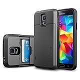 Galaxy S5 ケース SpigenR **IC カード 収納可能** スリム・アーマー CS【カード スライダー】 【ウォレット ケース】 2枚 カード入り 【国内正規品】 (ガンメタル【SGP10983】)