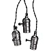 KINGSO E26/ E27 Solid Industrial Triple Lamp Sockets Vintage Edison Hanging Textile Pendant Light Cord Kit With Switchs.