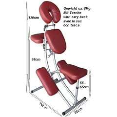 Aluminium Massagestuhl mit Tasche ROT - TSGPS Kingpower