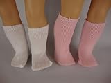 A Set of 3 Pairs of Socks in White, Pink & Black Made to Fit the 18 Inch Doll American Girl Series