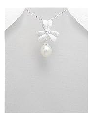 Flower CZ Pendant Necklace In 92.5 Sterling Silver