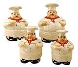 4PC CANISTER SET, WHITE BISTRO CHEF