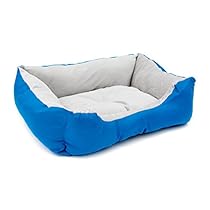ALEKO PB06BL 20 x 16 x 6 Inch Soft Plush Pet Cushion Crate Bed for Cats and Dogs, Blue

