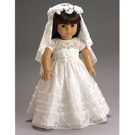 First Communion or Wedding Dress, Veil and Flowers Hair Wreath ~ Made for 18 American Girl Dolls by Carpatina LLC - Girlfriends Collection %C2%A8