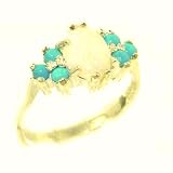 Ladies Contemporary Solid Yellow Gold Natural Opal & Turquoise Ring - Finger Sizes 5 to 12 Available