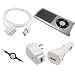 Apple iPod Nano 4th Generation Chromatic (4G) (CLEAR) Crystal Acrylic Hard Snap On Case / Shell, with Retractable 3.5mm to 3.5mm Auxilary Cable + Charging Combo of USB Data 2in1 Sync Cable and USB Car and Wall / Travel Charger
