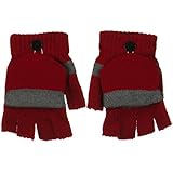 Youth Convertable Fingerless Glove Mitten - Red Grey W27S36A