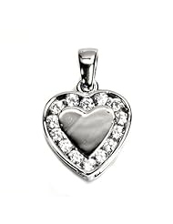 Sterling Silver Fashion Heart Clear CZ Pendant Wholesale Charm Pure 925 New 15mm with 1mm Snake Chain
