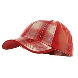 Low Profile Washed Plaid Cotton Cap - Red W31S58A