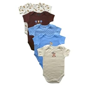 Luvable Friends Bold Colors Hanging Bodysuit, 5 Pack, Blue
