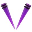 No Piercing Required - High Quality Purple Acrylic Fake Tapers - Imitation 0G with Rubber Bands - Very Strong Magnets - Sold as a Pair