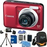 Canon Powershot A800 Digital Camera (Red) 10MP, 3.3x Optical Zoom Lens 37-122mm Equiv, 2.5