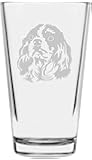 Cavalier King Charles Spaniel Dog Themed Etched All Purpose 16oz Libbey Pint Glass