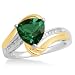 10k White Gold with Yellow Gold Plated Accents Trillion Created Emerald Diamond Ring (0.03 cttw, J-K Color, I2-I3 Clarity)