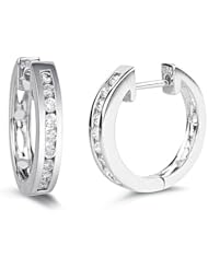 0.34 Cts Diamond Huggie Earrings in 18K White Gold