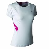 New Balance Women's Icefil Short Sleeve Tee, White Top with Virtual Pink, X-Large : image