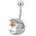 Orange Crystal Man In The Moon Dangle Belly Ring