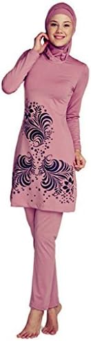 Doraer Womens Full Cover Islamic Swimwear Muslim Swimsuit Small DarkPink
