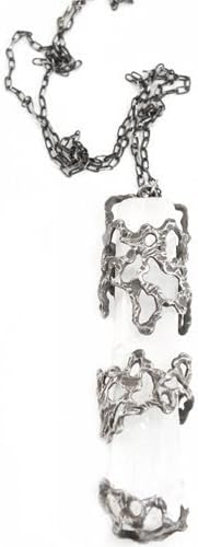 Oxidized sterling silver pendant necklace with selenite crystal