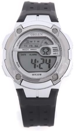 7 Color Backlight New Ohsen Alarm Digital Waterproof Sport Mens Boys Wrist Watch Silve Case