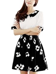 Floral Print Short Sleeves Sheer Gathered Chiffon Above the Knee Elasticized   Waistline  Dress