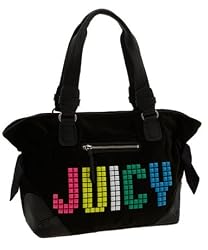 Juicy Couture Studs Block Splendor Velour Shopper Bag Tote Black
