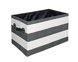 Wenko 3450103100 Aufbewahrungsbox Safari S - Baumwolle, Papier, Kunstleder, 38 x 28 x 24 cm, schwarz-wei&szlig; gestreift